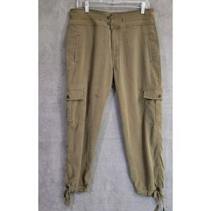 Sundance Iva Cargo Pants Women 10 Olive Green Cropped Lagenlook Capsule Festival